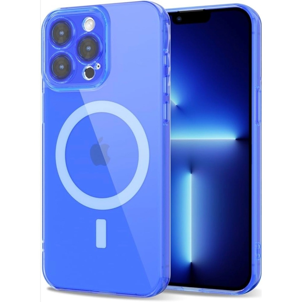 iPhone 13 Pro Max Glitter Neon Blue Phone Case MagSafe Flexible TPU s4